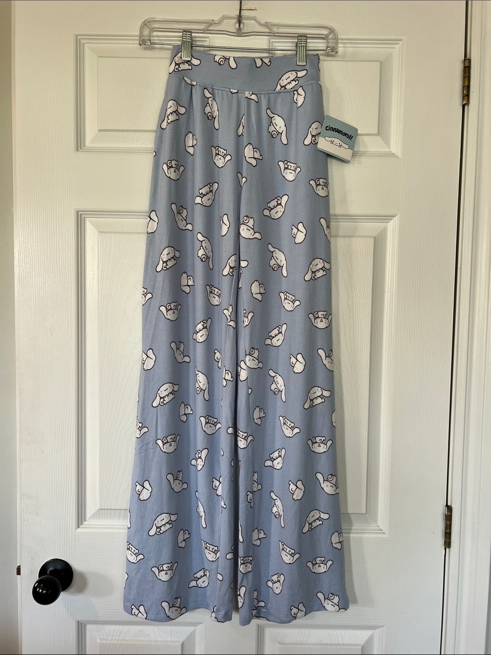 ® Women's Light Blue Bear-Print Wide Leg Pajama Pants